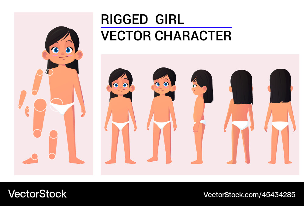 Child character creation set for animation girl Child character creation set for animation girl vector image