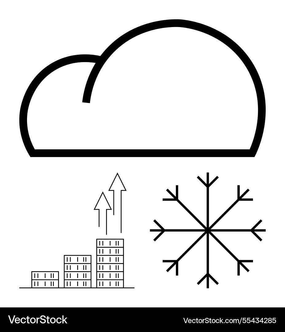 Cloud with snowflake and growing bar chart Cloud with snowflake and growing bar chart vector image