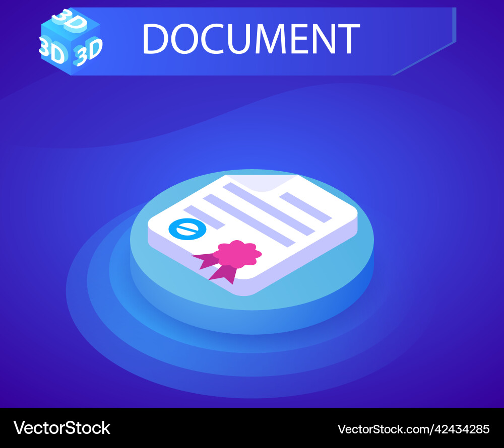 Document isometric design icon web 3d colorful Document isometric design icon web 3d colorful vector image