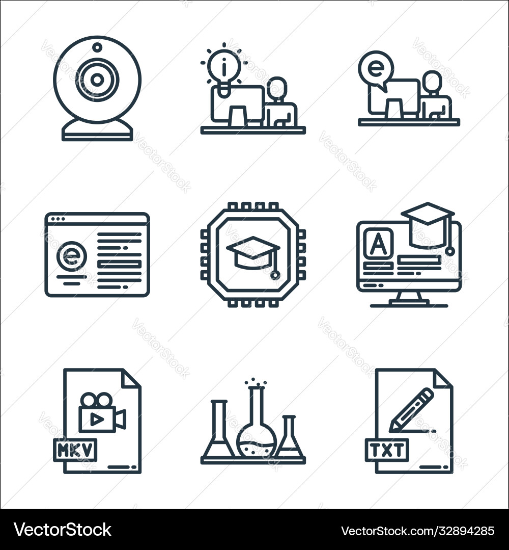 Elearning line icons linear set quality Elearning line icons linear set quality vector image