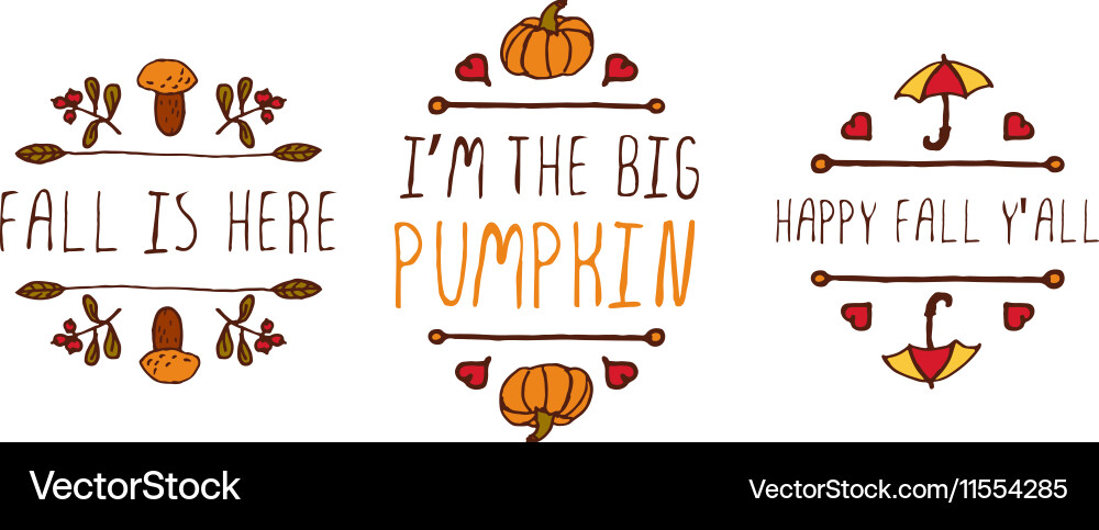 Handdrawn autumn element with text vector image