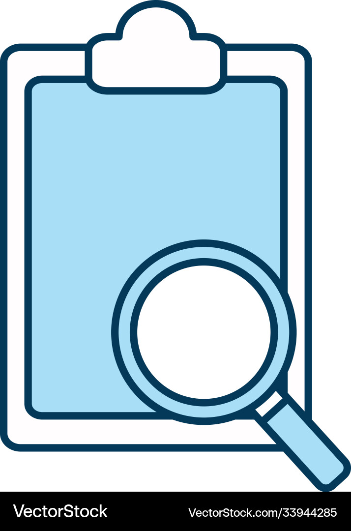 Lupe with document board line and fill style icon Lupe with document board line and fill style icon Vector Image