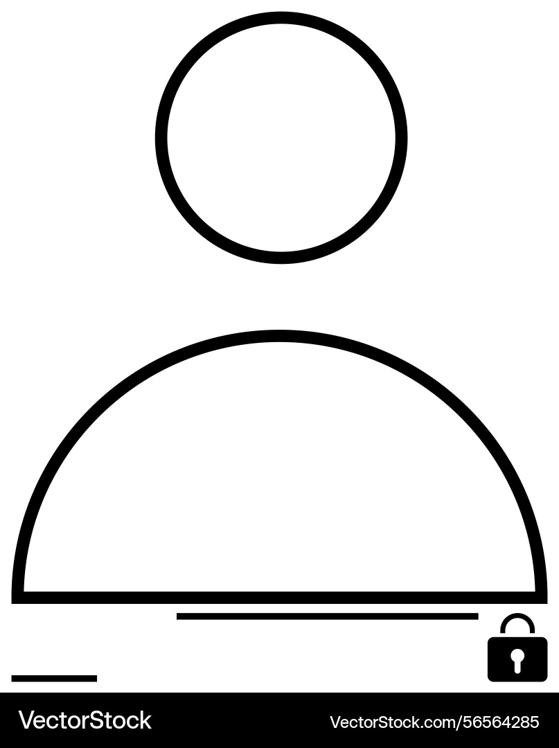 Minimalist user profile with lock icon symbolizing Vector Image