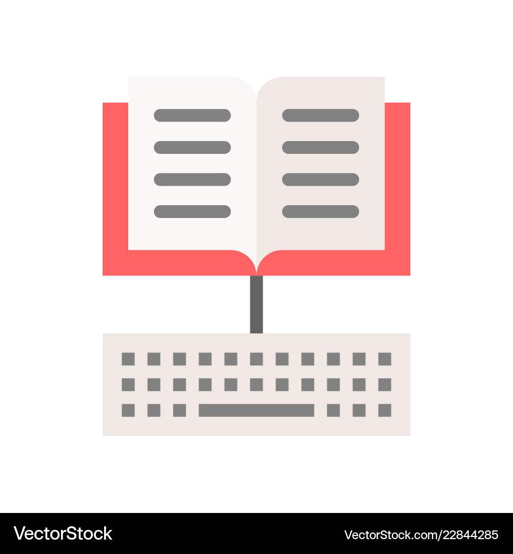 Open book and keyboard icon e learning concept vector image