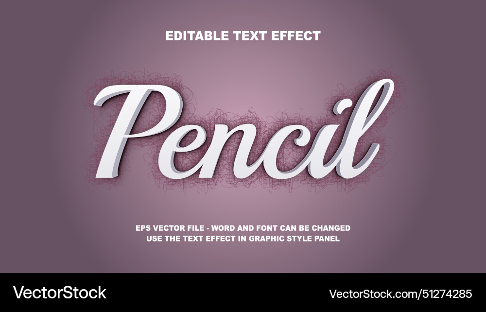 Pencil Text Effect - 3D Style vector image