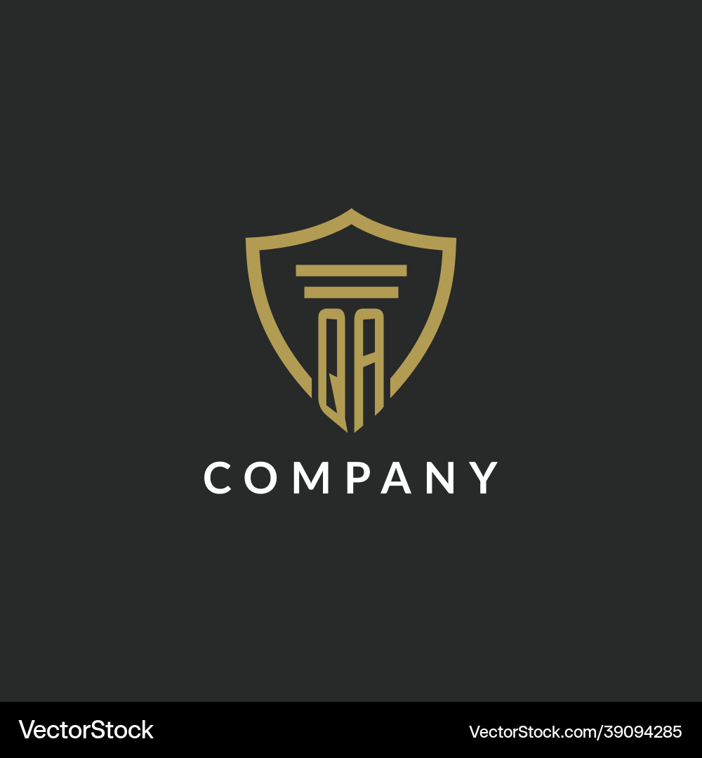 Qa initial monogram logo with pillar and shield Qa initial monogram logo with pillar and shield vector image