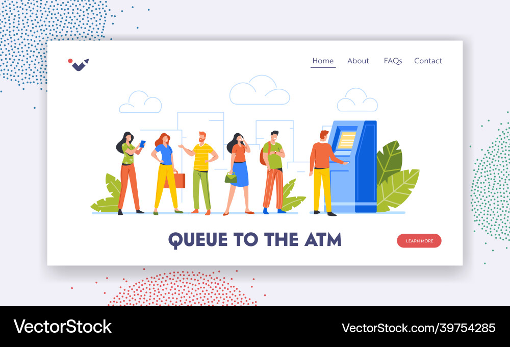 Queue to the atm landing page template clients Vector Image
