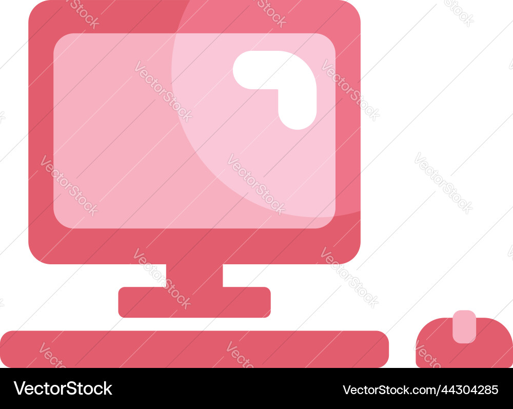 Red computer on a white background vector image