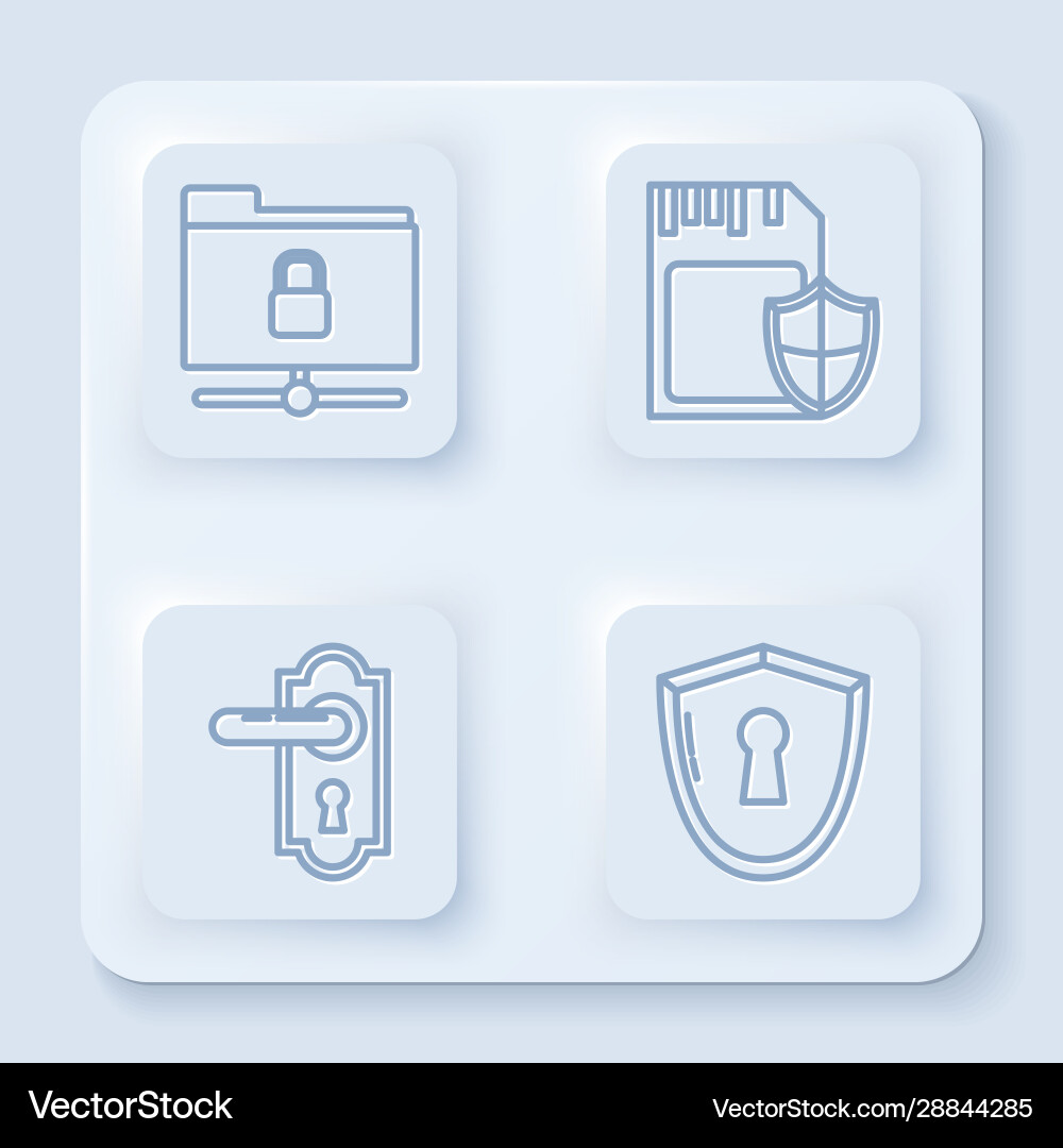 Set line ftp folder and lock sd card shield Set line ftp folder and lock sd card shield vector image