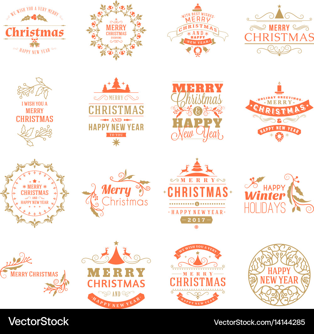 Set of merry christmas and happy new year vector image