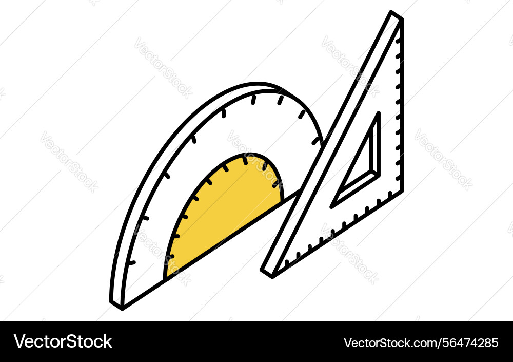 Simple line drawing icon of a triangular ruler Vector Image