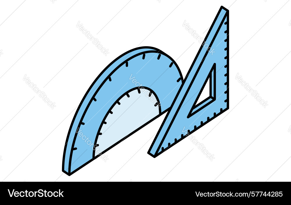 Simple line drawing icon of a triangular ruler Vector Image