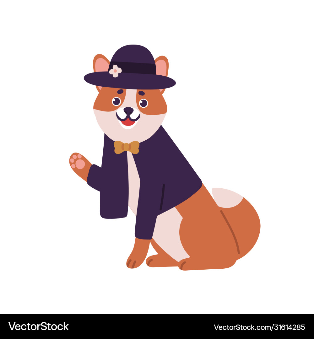 Smiling dog shiba inu breed wearing suit with bow Smiling dog shiba inu breed wearing suit with bow vector image