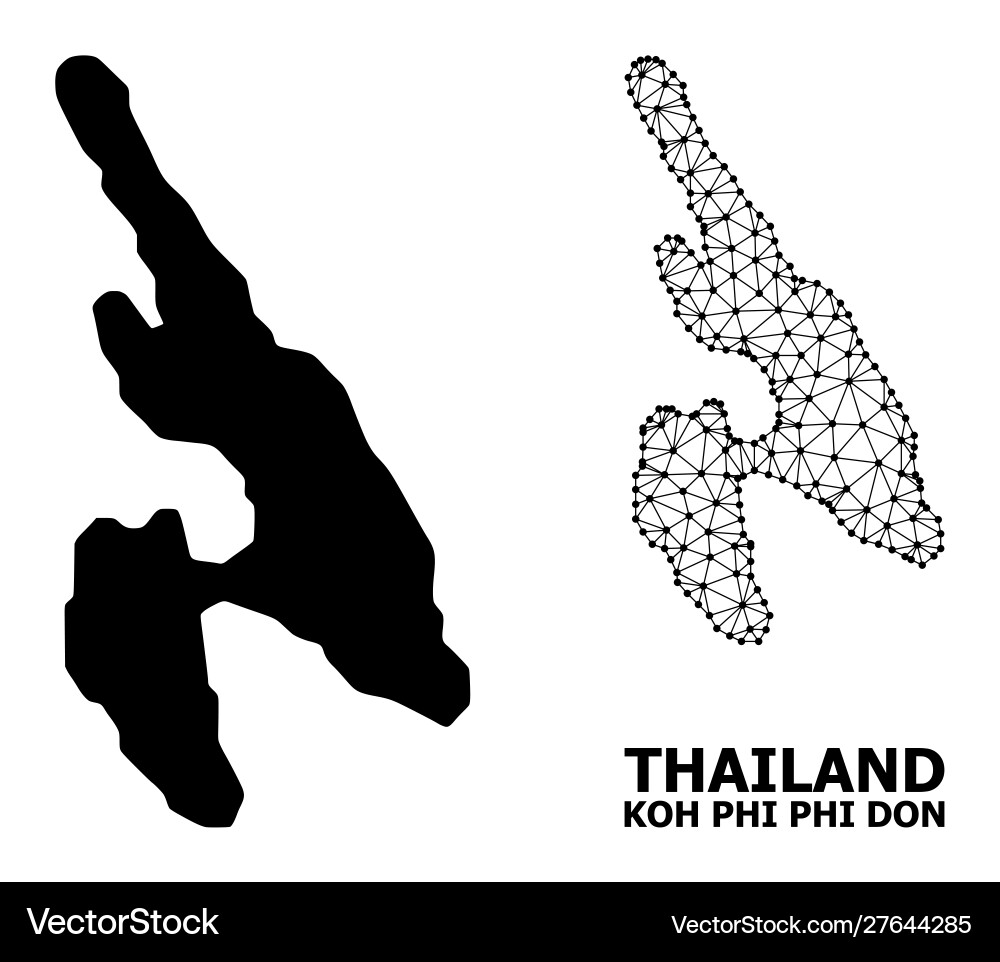 Solid and network map koh phi don Solid and network map koh phi don vector image