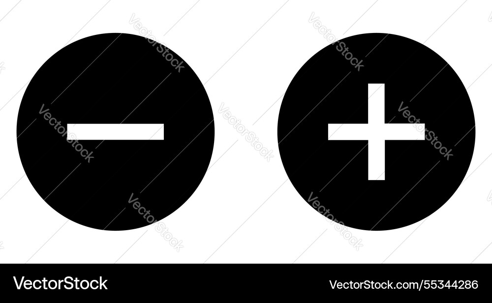 Add and remove round button icons Add and remove round button icons Vector Image