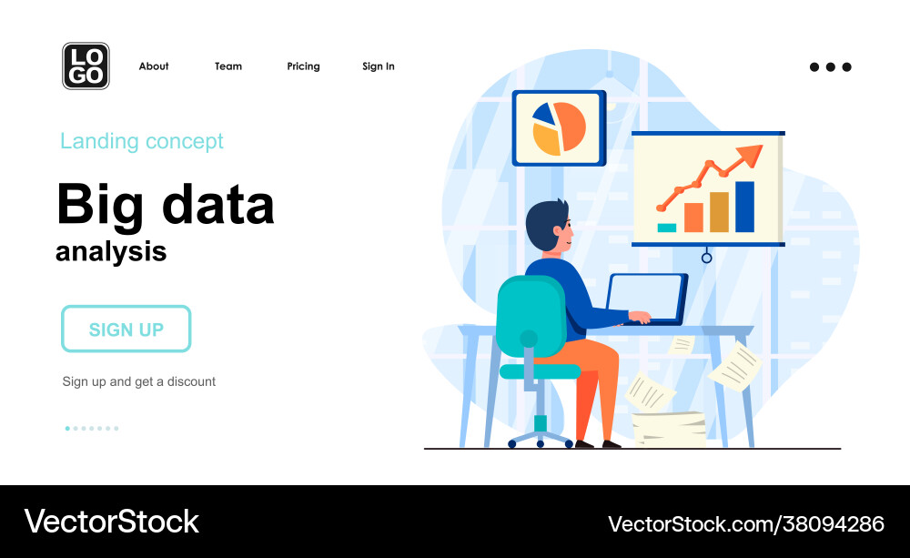 Big data analysis web concept business analyst Big data analysis web concept business analyst vector image