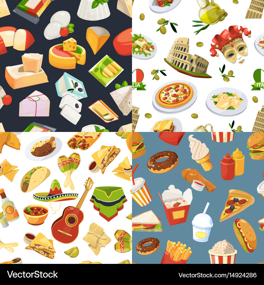 Big seamless pattern set with different worldwide vector image