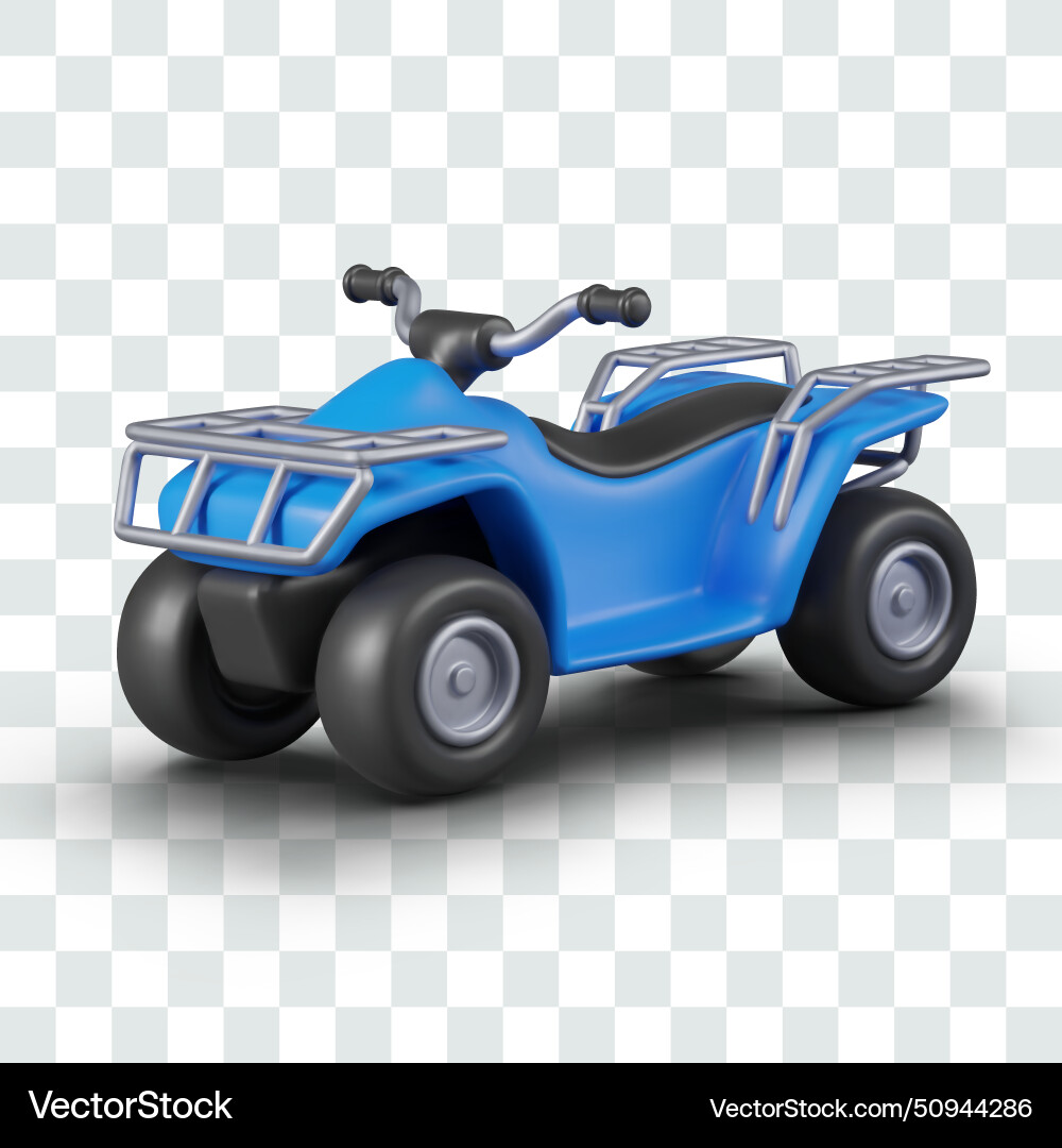 Blue realistic quad bike on white background Vector Image