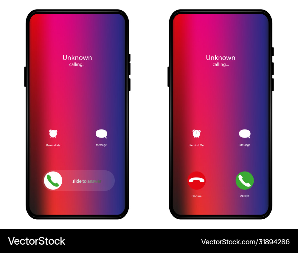 Call screen layout abstract incoming window vector image