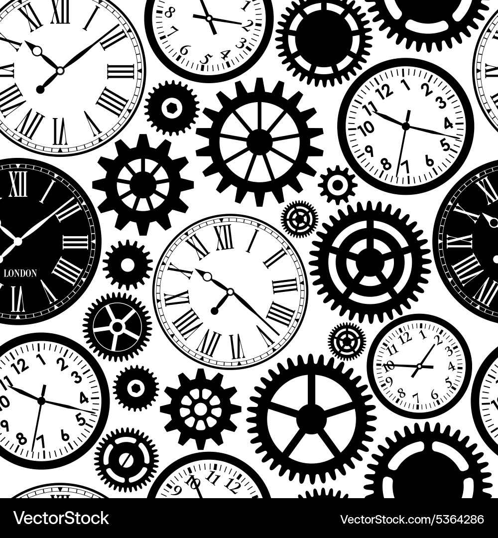 Clock Seamless Pattern - Time & Texture vector image