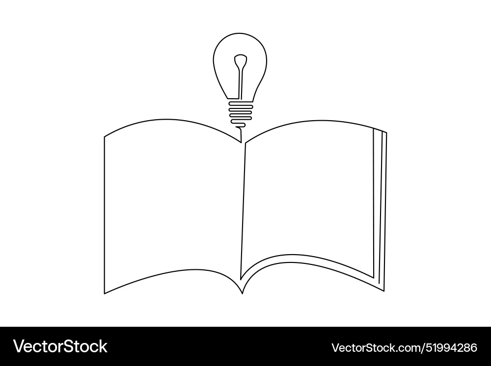 Continuous one line drawing of open book isolated Continuous one line drawing of open book isolated Vector Image