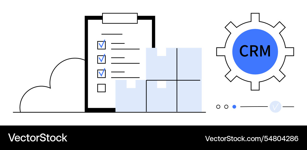 Crm system with checklists and packed boxes Vector Image