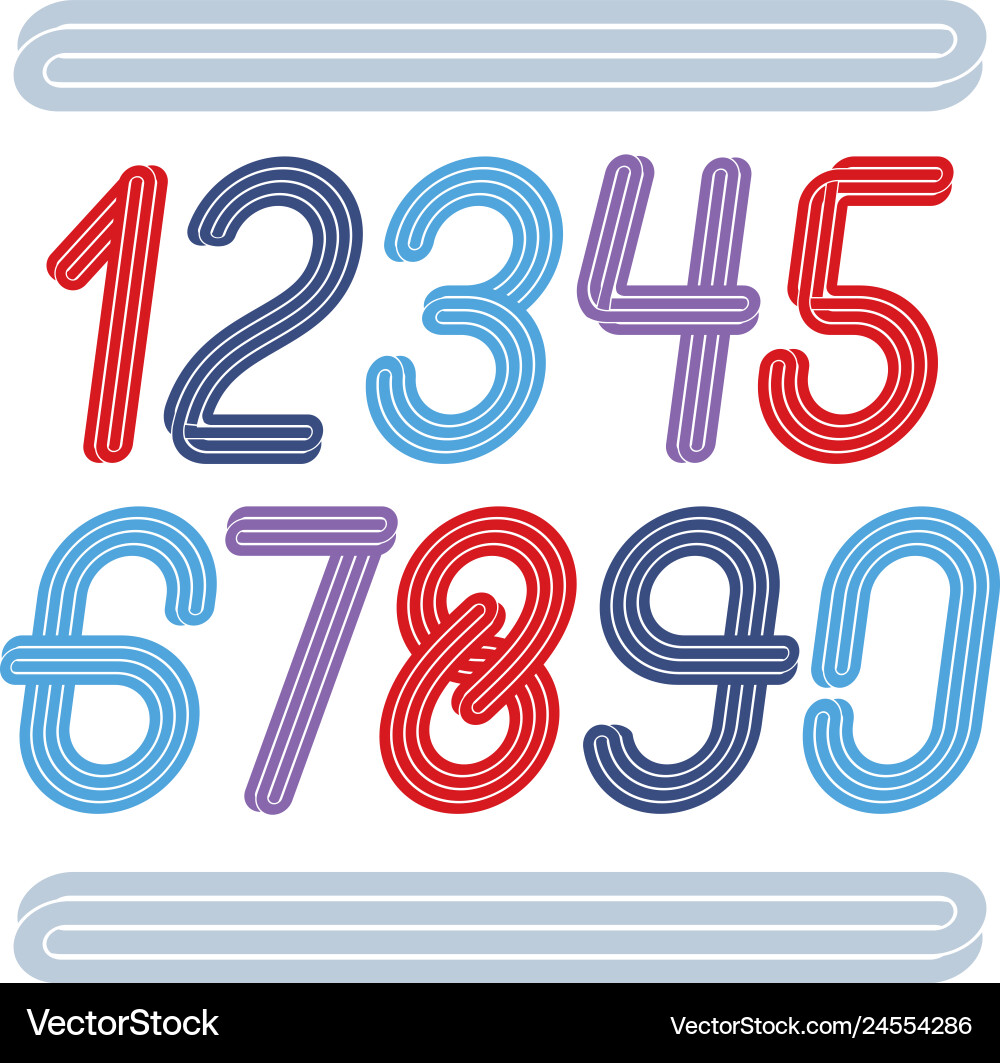Funky elegant rounded numbers collection made Funky elegant rounded numbers collection made vector image
