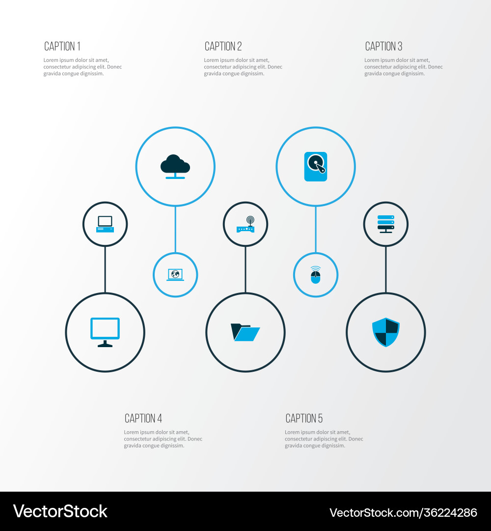 Hardware icons colored set with server online Hardware icons colored set with server online vector image