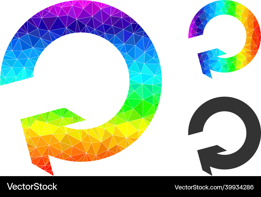 Lowpoly rotate icon with spectrum gradient vector image