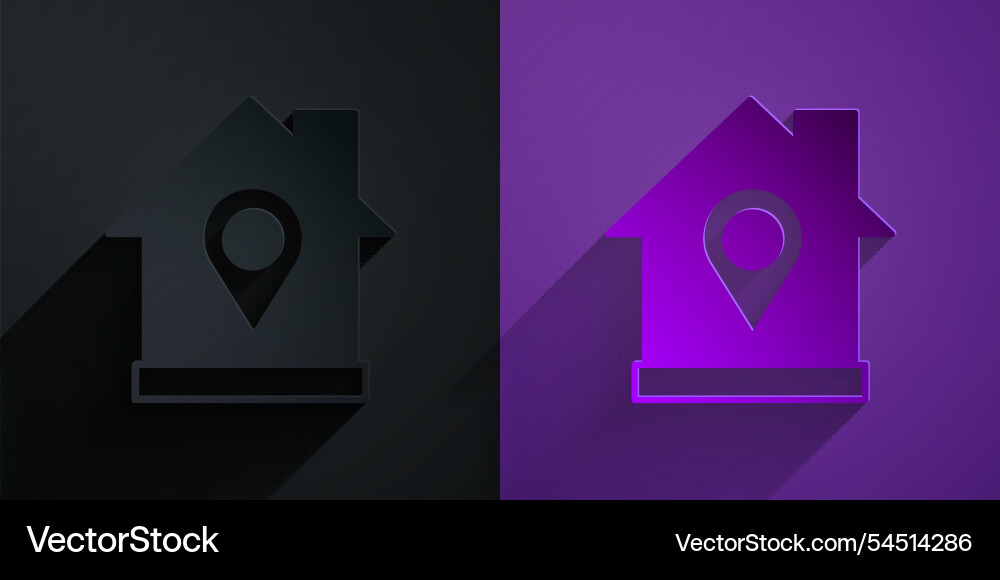 Paper cut map pointer with house icon isolated Paper cut map pointer with house icon isolated vector image