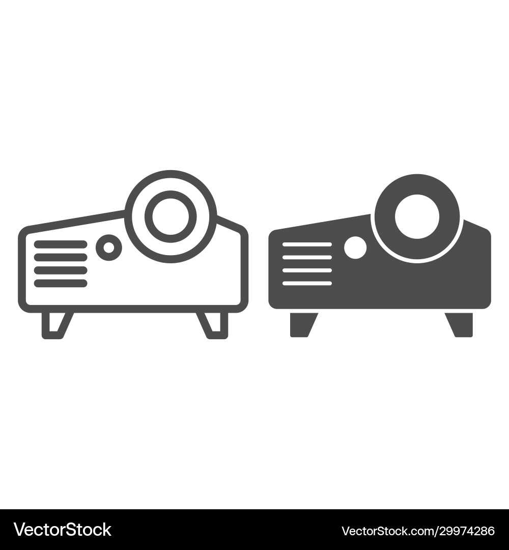 Projector line and solid icon projection device Projector line and solid icon projection device Vector Image