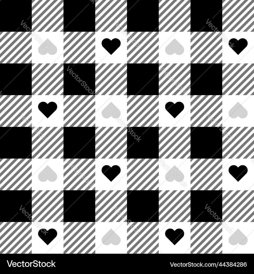 Seamless pattern checkered background heart shape Seamless pattern checkered background heart shape vector image