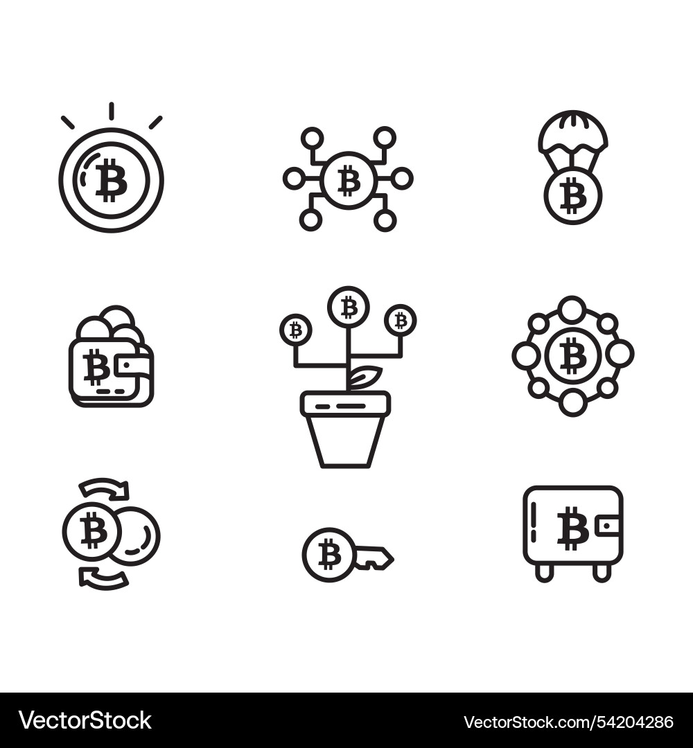 Set icon bitcoin simple Vector Image
