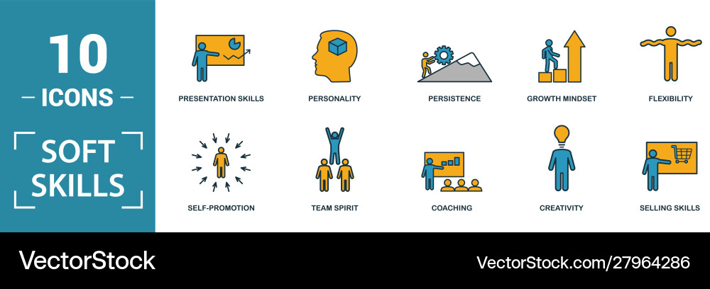 Soft skills icon set include creative elements Soft skills icon set include creative elements vector image