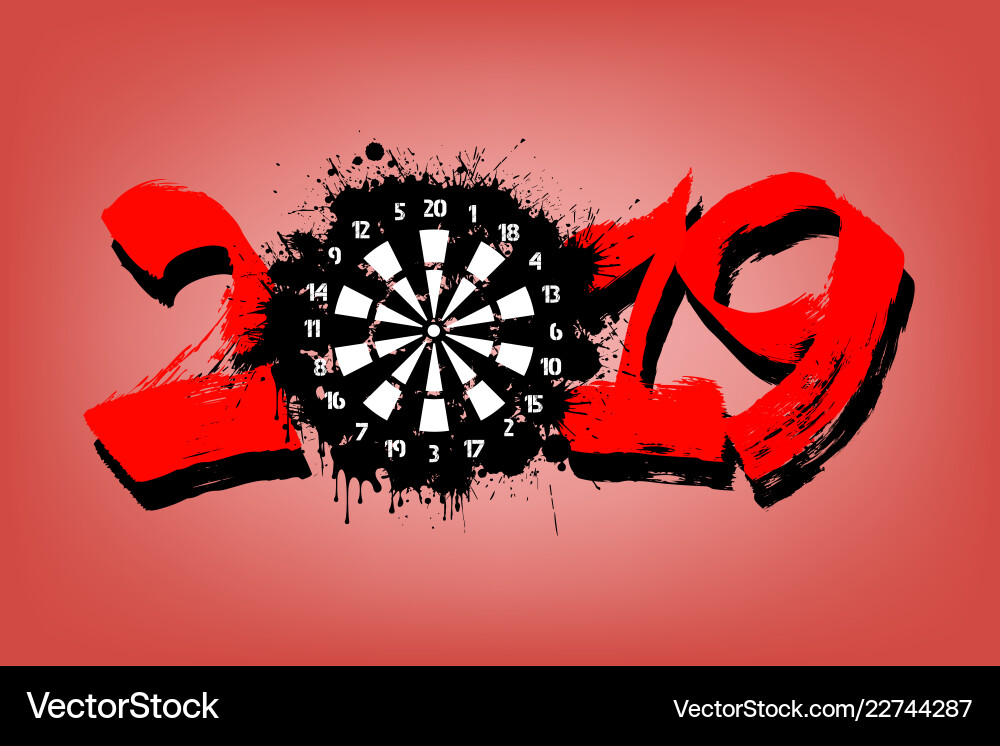 Abstract number 2019 and a dartboard from blots Abstract number 2019 and a dartboard from blots vector image