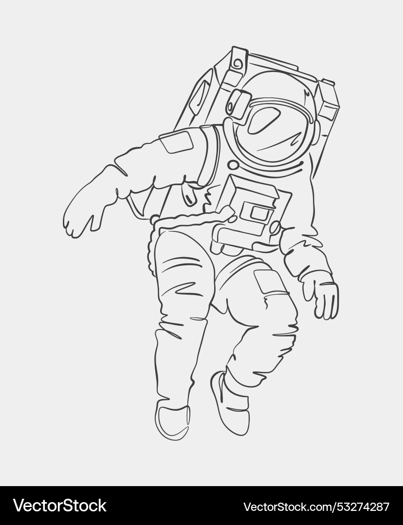 Astronaut floating in space line drawing vector image