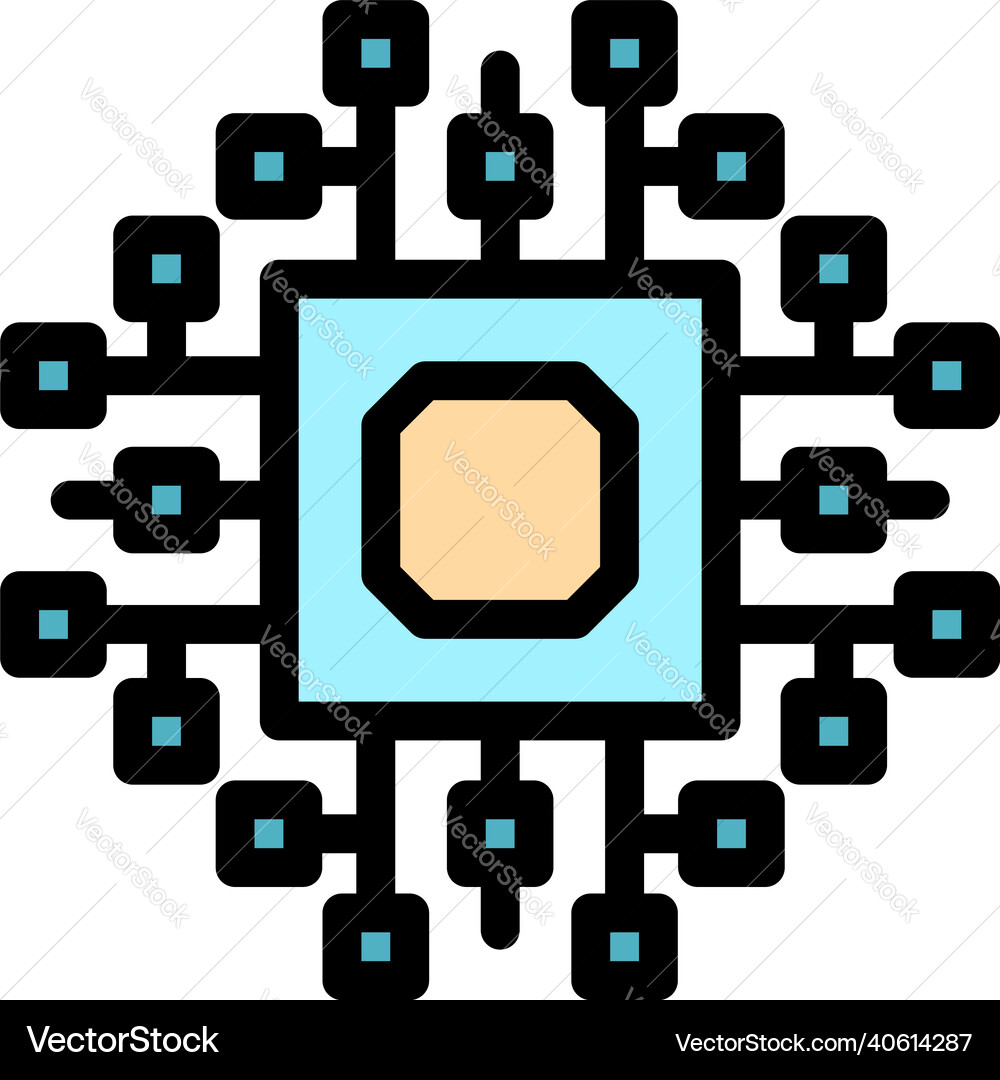 Computer cpu icon color outline Computer cpu icon color outline vector image