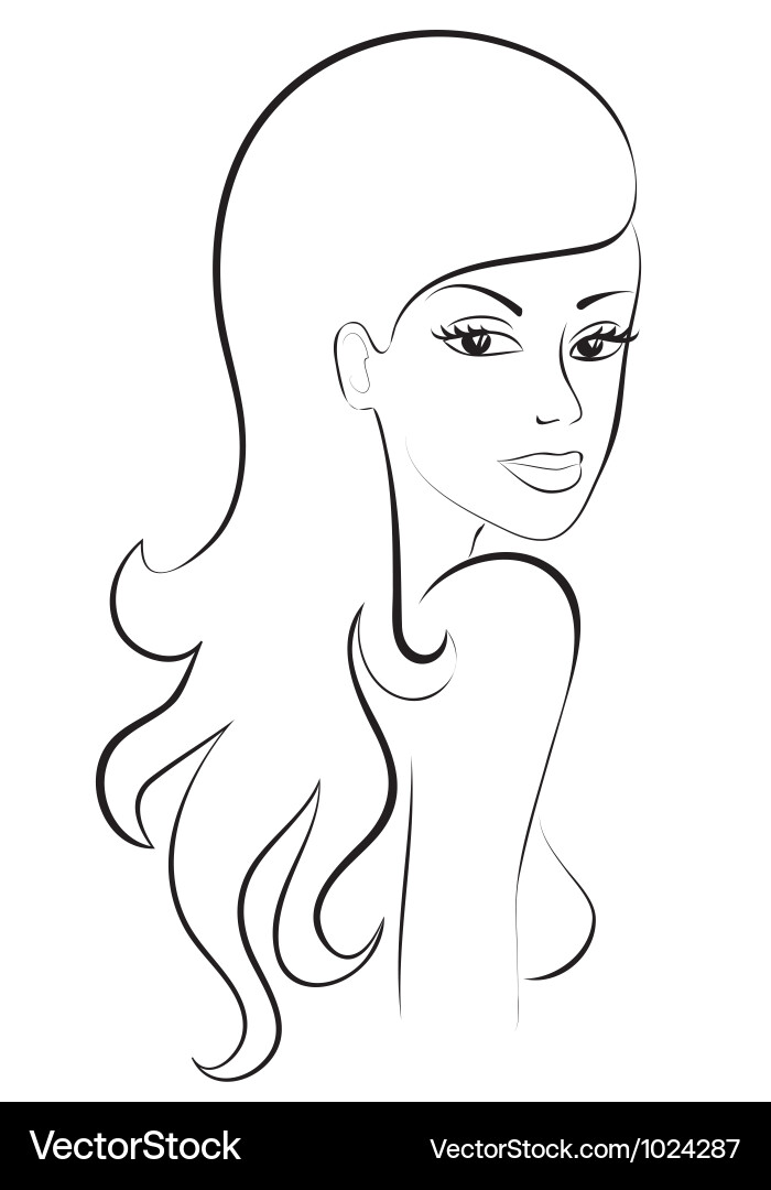 Elegant Woman Portrait Sketch Vector Image