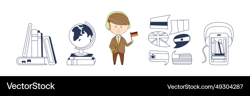 Foreign language learning and study line element Foreign language learning and study line element vector image