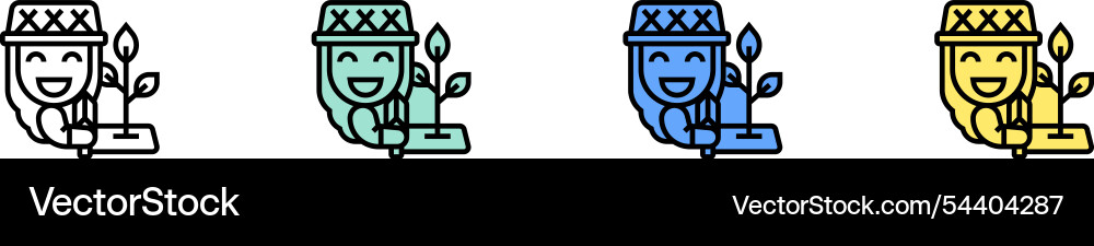 Garten-Ikone grün blau und gelb Garten-Ikone grün blau und gelb vektorbild