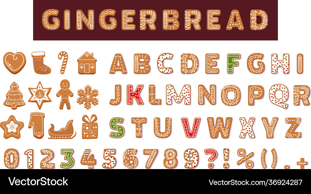 Gingerbread Urlaub Cookies Schriftart alphabet cartoon Gingerbread Urlaub Cookies Schriftart alphabet cartoon vektorbild