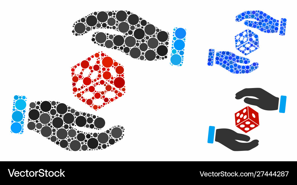 Hands throw dice composition icon round dots Vector Image