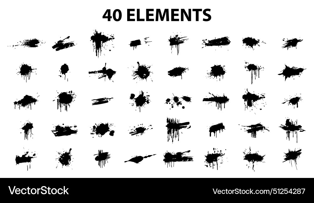 Ink splatter set paint abstract shape for design vector image