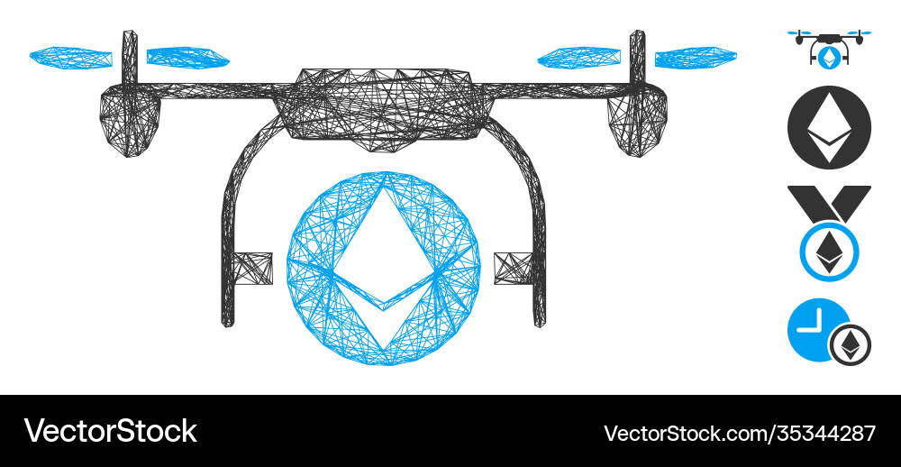 Linear ethereum airdrone mesh vector image