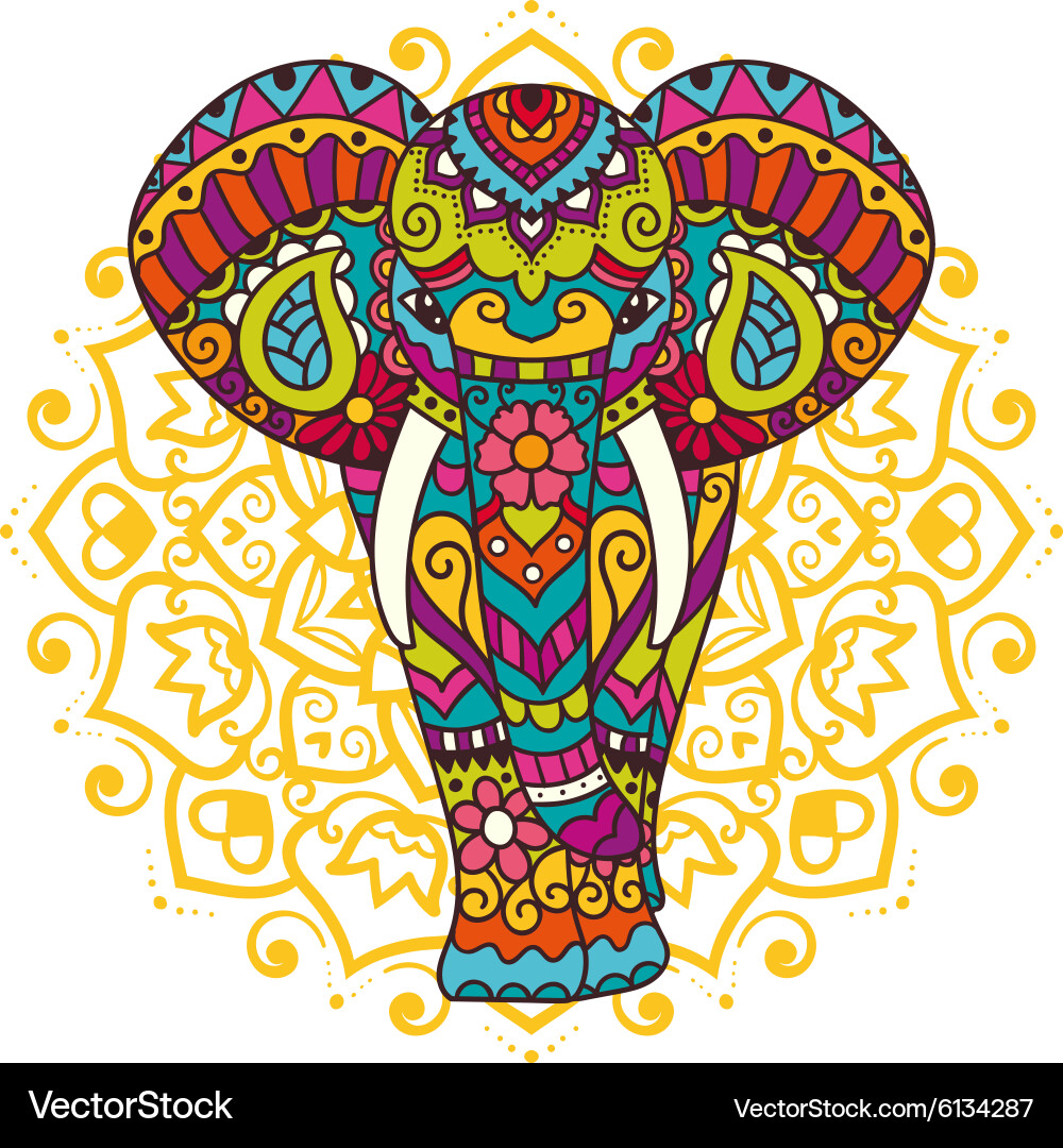 Mandala Elephant Ornament Vector Image