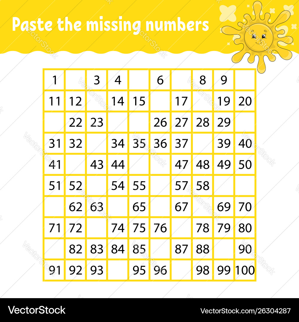 Paste missing numbers handwriting practice Paste missing numbers handwriting practice vector image