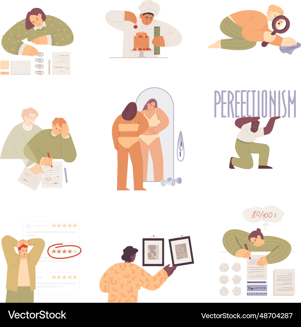 Perfektionismus Konzepte Icon Set Perfektionismus Konzepte Icon Set vektorbild
