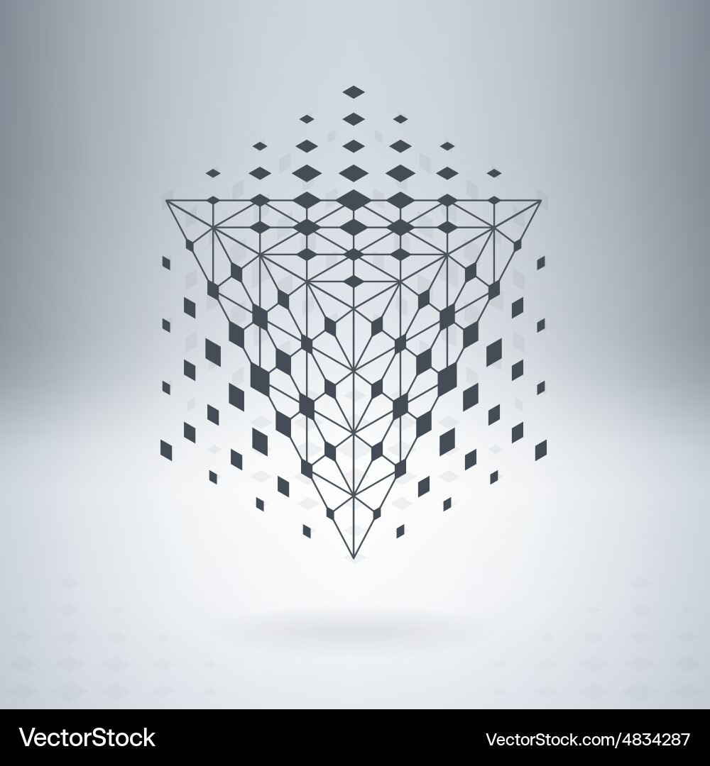 Pyramid with connected lines and dots abstract vector image