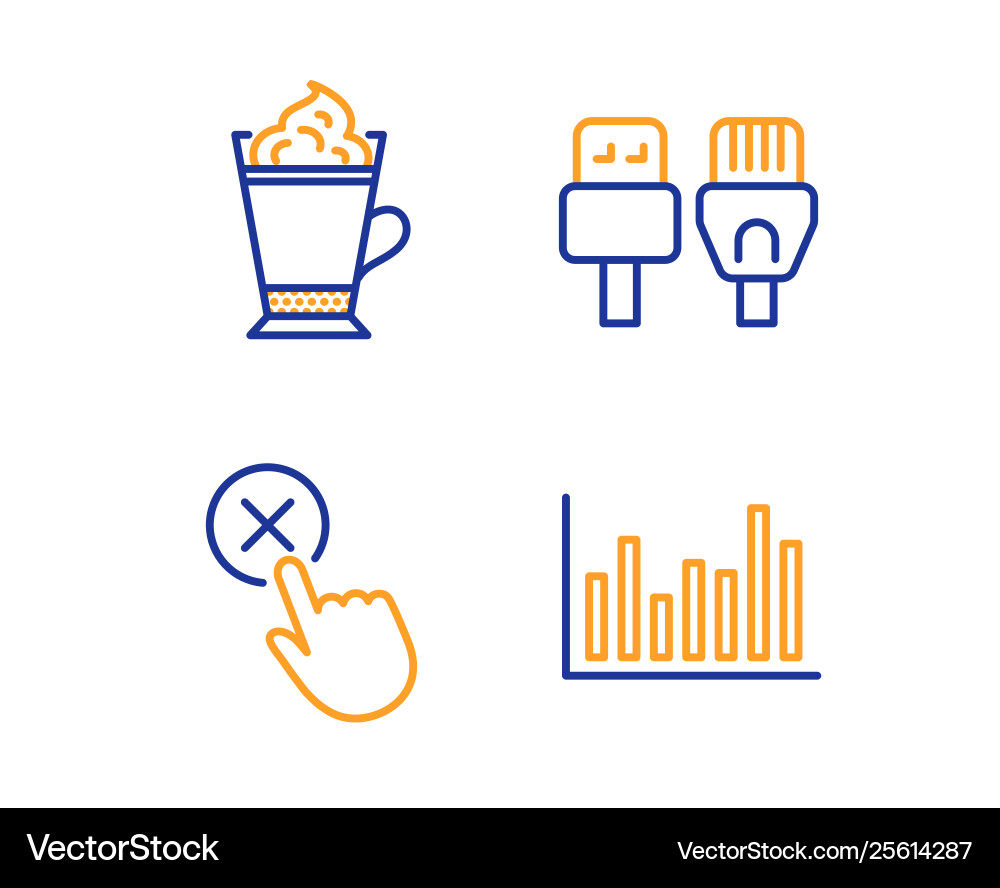Reject click latte coffee and computer cables Reject click latte coffee and computer cables vector image