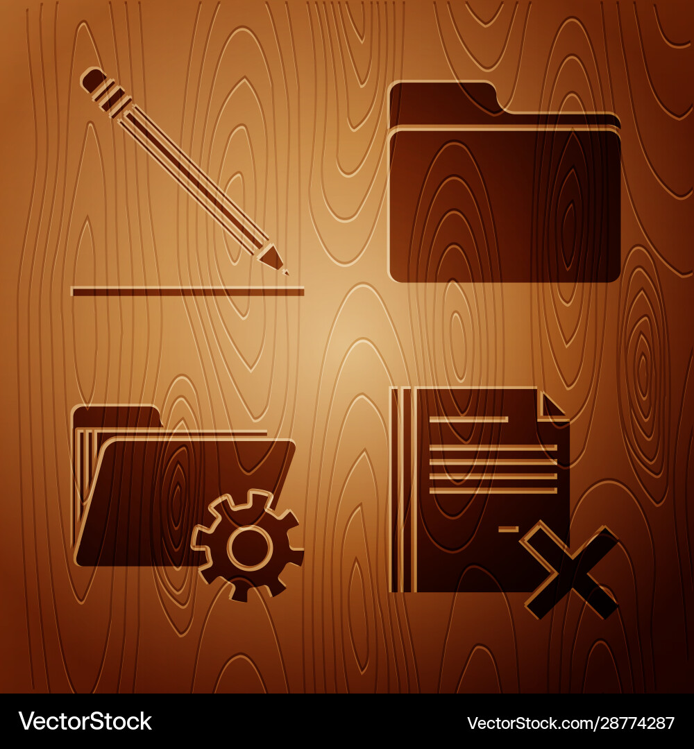 Set delete file document pencil with eraser Set delete file document pencil with eraser vector image